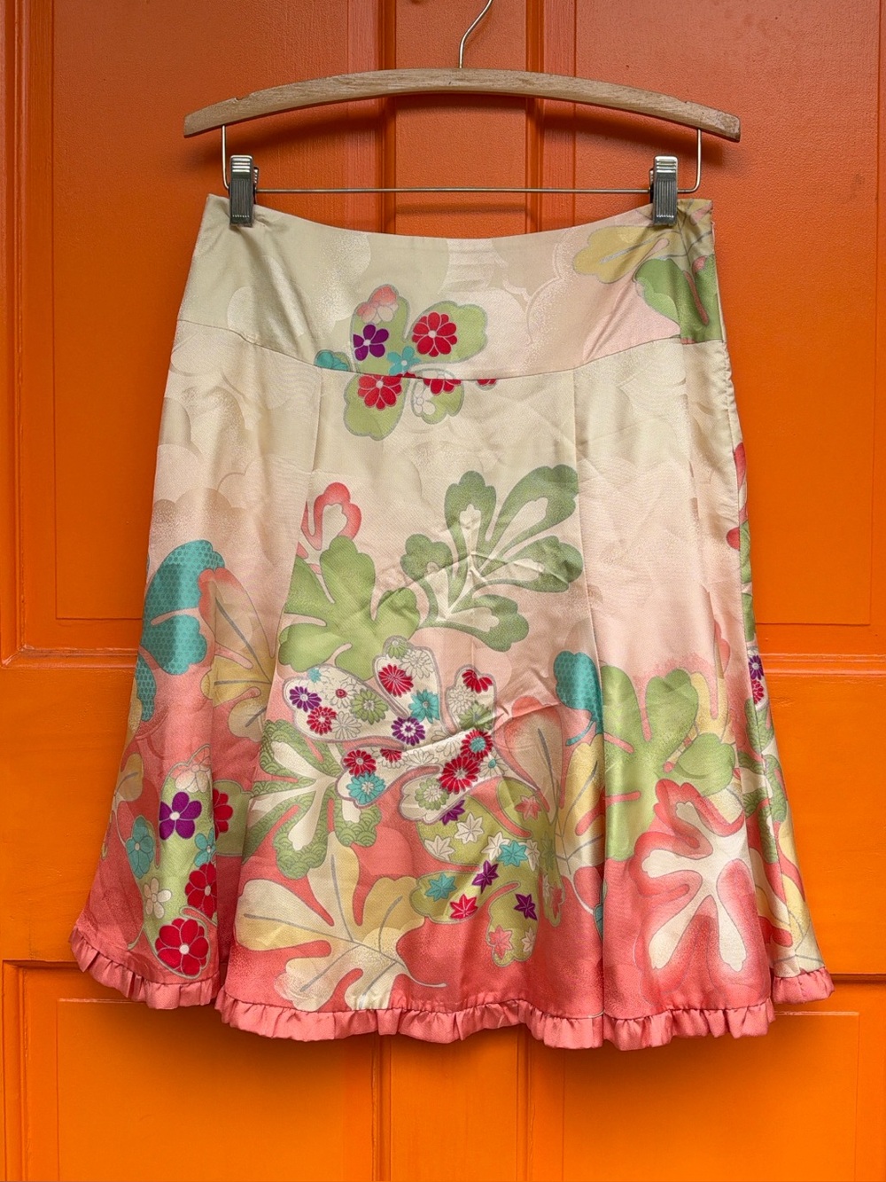 Vintage 2000s Odille 100% silk floral skirt